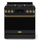 Gordon Ramsay by THOR Kitchen 36" 6.0 cu. ft. Professional Propane Gas Range with Tilt Panel Touch Control, Self-Clean and Air Fry in Matte Black with Bronze Accents, RSG36BLP-BRZ