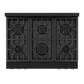 Gordon Ramsay by THOR Kitchen 36" 6.0 cu. ft. Professional Natural Gas Range with Tilt Panel Touch Control, Self-Clean and Air Fry in Matte Black with Bronze Accents, RSG36B-BRZ