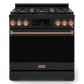 Gordon Ramsay by THOR Kitchen 36" 6.0 cu. ft. Professional Natural Gas Range with Tilt Panel Touch Control, Self-Clean and Air Fry in Matte Black with Rose Gold Accents, RSG36B-RSG