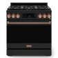Gordon Ramsay by THOR Kitchen 36" 6.0 cu. ft. Professional Propane Gas Range with Tilt Panel Touch Control, Self-Clean and Air Fry in Matte Black with Rose Gold Accents, RSG36BLP-RSG