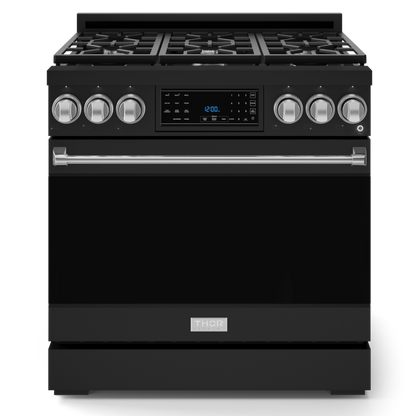 Gordon Ramsay by THOR Kitchen 36" 6.0 cu. ft. Professional Propane Gas Range with Tilt Panel Touch Control, Self-Clean and Air Fry in Matte Black with Stainless Steel Accents, RSG36BLP-SS