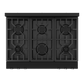 Gordon Ramsay by THOR Kitchen 36" 6.0 cu. ft. Professional Propane Gas Range with Tilt Panel Touch Control, Self-Clean and Air Fry in Matte Black with Stainless Steel Accents, RSG36BLP-SS