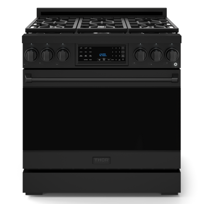 Gordon Ramsay by THOR Kitchen 36" 6.0 cu. ft. Professional Natural Gas Range with Tilt Panel Touch Control, Self-Clean and Air Fry in Matte Black, RSG36B