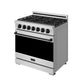 Gordon Ramsay by THOR Kitchen 36" 6 cu. ft. Professional Propane Gas Range with 6 Sealed Burners in Stainless Steel and Black Accents, RSG36PLP-BLK