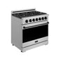 Gordon Ramsay by THOR Kitchen 36" 6 cu. ft. Professional Propane Gas Range with 6 Sealed Burners in Stainless Steel and Black Accents, RSG36PLP-BLK
