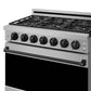 Gordon Ramsay by THOR Kitchen 36" 6 cu. ft. Professional Propane Gas Range with 6 Sealed Burners in Stainless Steel and Black Accents, RSG36PLP-BLK