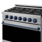 Gordon Ramsay by THOR Kitchen 36" 6 cu. ft. Professional Propane Gas Range with 6 Sealed Burners in Stainless Steel and Blue Accents, RSG36PLP-BLU