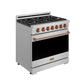 Gordon Ramsay by THOR Kitchen 36" 6 cu. ft. Professional Propane Gas Range with 6 Sealed Burners in Stainless Steel and Rose Gold Accents, RSG36PLP-RSG