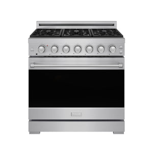 Gordon Ramsay by THOR Kitchen 36" 6 cu. ft. Professional Propane Gas Range with 6 Sealed Burners in Stainless Steel, RSG36PLP