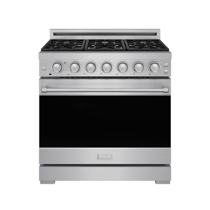 Gordon Ramsay by THOR Kitchen 36" 6 cu. ft. Professional Propane Gas Range with 6 Sealed Burners in Stainless Steel, RSG36PLP