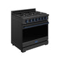 Gordon Ramsay by THOR Kitchen 36" 6 cu. ft. Professional Propane Gas Range with 6 Sealed Burners in Black with Blue Accents, RSG36PBLP-BLU