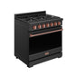Gordon Ramsay by THOR Kitchen 36" 6 cu. ft. Professional Propane Gas Range with 6 Sealed Burners in Black with Rose Gold Accents, RSG36PBLP-RSG