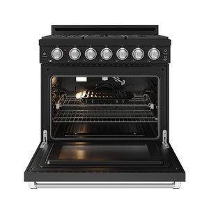 Gordon Ramsay by THOR Kitchen 36" 6 cu. ft. Professional Natural Gas Range with 6 Sealed Burners in Black with Stainless Steel Accents, RSG36PB-SS