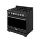 Gordon Ramsay by THOR Kitchen 36" 6 cu. ft. Professional Natural Gas Range with 6 Sealed Burners in Black with Stainless Steel Accents, RSG36PB-SS