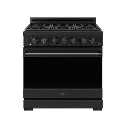Gordon Ramsay by THOR Kitchen 36" 6 cu. ft. Professional Natural Gas Range with 6 Sealed Burners in Black, RSG36PB