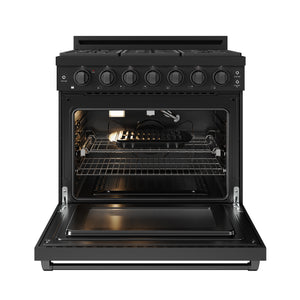 Gordon Ramsay by THOR Kitchen 36" 6 cu. ft. Professional Propane Gas Range with 6 Sealed Burners in Black, RSG36PBLP