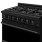 Gordon Ramsay by THOR Kitchen 36" 6 cu. ft. Professional Natural Gas Range with 6 Sealed Burners in Black, RSG36PB