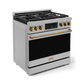 Gordon Ramsay by THOR Kitchen 36" 6.0 cu. ft. Professional Propane Gas Range with Tilt Panel Touch Control, Self-Clean and Air Fry in Stainless Steel with Bronze Accents, RSG36LP-BRZ