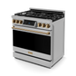 Gordon Ramsay by THOR Kitchen 36" 6.0 cu. ft. Professional Propane Gas Range with Tilt Panel Touch Control, Self-Clean and Air Fry in Stainless Steel with Bronze Accents, RSG36LP-BRZ
