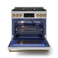 Gordon Ramsay by THOR Kitchen 36" 6.0 cu. ft. Professional Propane Gas Range with Tilt Panel Touch Control, Self-Clean and Air Fry in Stainless Steel with Bronze Accents, RSG36LP-BRZ