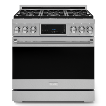 Gordon Ramsay by THOR Kitchen 36" 6.0 cu. ft. Professional Natural Gas Range with Tilt Panel Touch Control, Self-Clean and Air Fry in Stainless Steel, RSG36