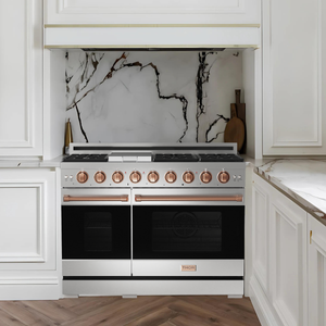 Gordon Ramsay by THOR Kitchen 48" 6.8 cu. ft. Professional Propane Gas Range in Stainless Steel with Rose Gold Accents, RSG48ELP-RSG