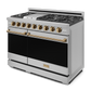 Gordon Ramsay by THOR Kitchen 48" 6.8 cu. ft. Professional Propane Gas Range in Stainless Steel with Bronze Accents, RSG48ELP-BRZ