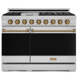 Gordon Ramsay by THOR Kitchen 48" 6.8 cu. ft. Professional Natural Gas Range in Stainless Steel with Bronze Accents, RSG48E-BRZ