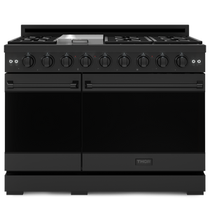 Gordon Ramsay by THOR Kitchen 48" 6.8 cu. ft. Professional Natural Gas Range in Matte Black, RSG48EB