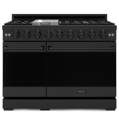 Gordon Ramsay by THOR Kitchen 48" 6.8 cu. ft. Professional Natural Gas Range in Matte Black, RSG48EB