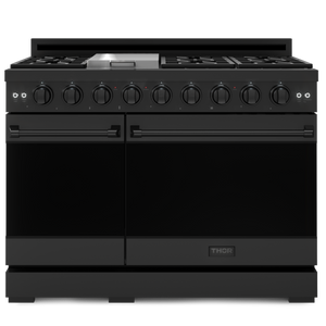 Gordon Ramsay by THOR Kitchen Package - 48" Propane Gas Range, 48" Range Hood, Dishwasher in Black Matte, AP-RSG48EBLP-6
