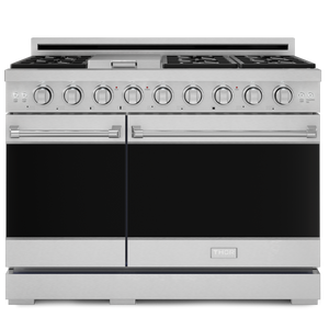 Gordon Ramsay by THOR Kitchen 48" 6.8 cu. ft. Professional Propane Gas Range in Stainless Steel, RSG48ELP