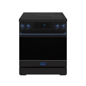 Gordon Ramsay by THOR Kitchen 30" Induction Range in Black Matte with Blue Accents, RSI30B-BLU