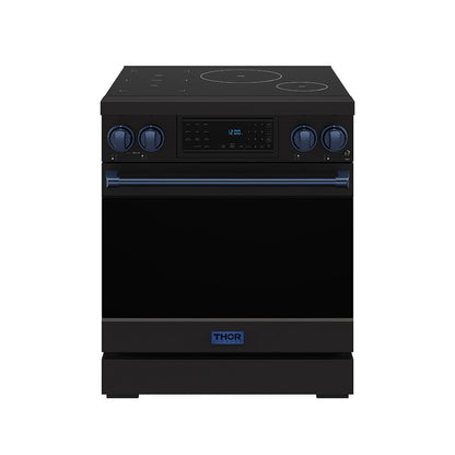 Gordon Ramsay by THOR Kitchen 30" Induction Range in Black Matte with Blue Accents, RSI30B-BLU