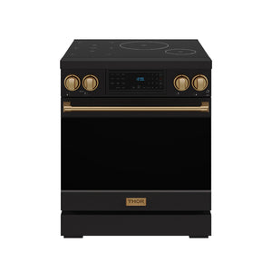 Gordon Ramsay by THOR Kitchen 30" Induction Range in Black Matte with Bronze Accents, RSI30B-BRZ