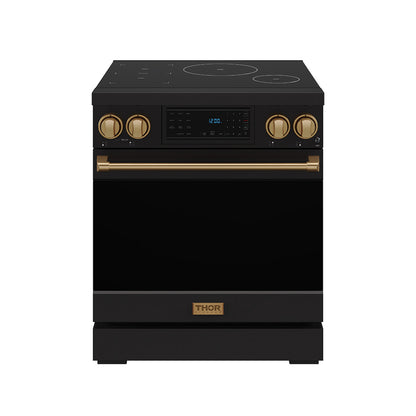 Gordon Ramsay by THOR Kitchen 30" Induction Range in Black Matte with Bronze Accents, RSI30B-BRZ