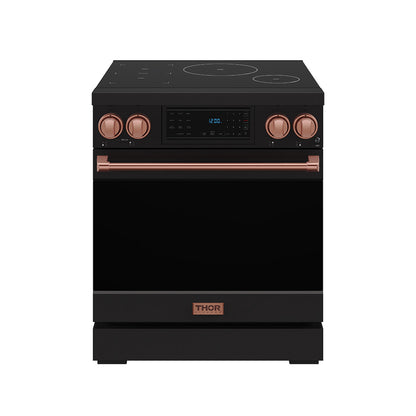 Gordon Ramsay by THOR Kitchen 30" Induction Range in Black Matte with Rose Gold Accents, RSI30B-RSG