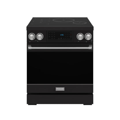 Gordon Ramsay by THOR Kitchen 30" Induction Range in Black Matte with Stainless Steel Accents, RSI30B-SS