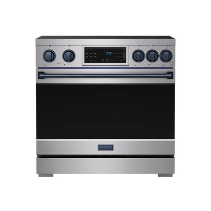 Gordon Ramsay by THOR Kitchen 36" Induction Range in Stainless Steel with Blue Accents, RSI36-BLU