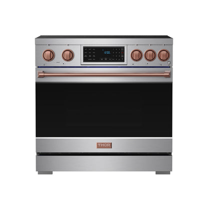 Gordon Ramsay by THOR Kitchen 36" Induction Range in Stainless Steel with Rose Gold hardware, RSI36-RSG