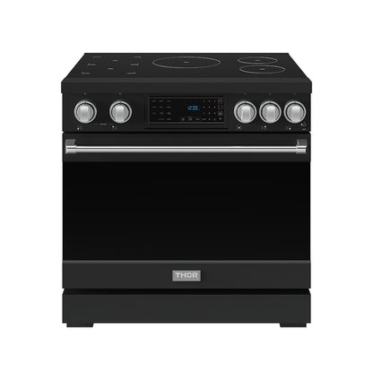 Gordon Ramsay by THOR Kitchen 36" Induction Range in Black Matte with Stainless Steel Accents, RSI36B-SS
