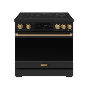 Gordon Ramsay by THOR Kitchen 36" Induction Range in Black Matte with Bronze Accents, RSI36B-BRZ