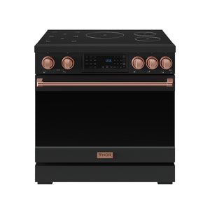 Gordon Ramsay by THOR Kitchen 36" Induction Range in Black Matte with Rose Gold Accents, RSI36B-RSG