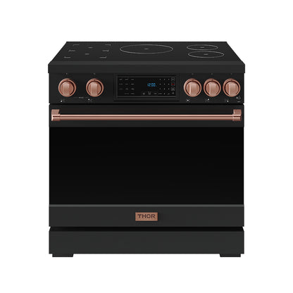 Gordon Ramsay by THOR Kitchen 36" Induction Range in Black Matte with Rose Gold Accents, RSI36B-RSG
