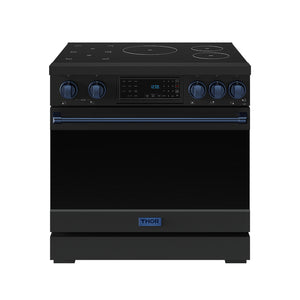 Gordon Ramsay by THOR Kitchen 36" Induction Range in Black Matte with Blue Accents, RSI36B-BLU