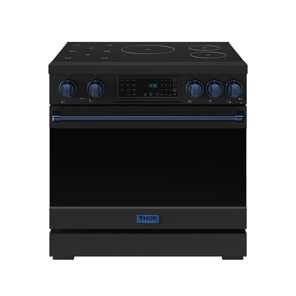 Gordon Ramsay by THOR Kitchen 36" Induction Range in Black Matte with Blue Accents, RSI36B-BLU