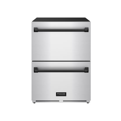 Gordon Ramsay by THOR Kitchen 24" Undercounter Freezer Drawer in Stainless Steel with Black Accents, RZ24U-BLK