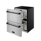 Gordon Ramsay by THOR Kitchen 24" Undercounter Freezer Drawer in Stainless Steel with Black Accents, RZ24U-BLK