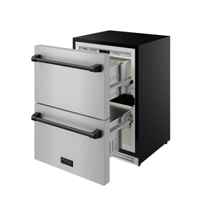 Gordon Ramsay by THOR Kitchen 24" Undercounter Freezer Drawer in Stainless Steel with Black Accents, RZ24U-BLK