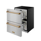 Gordon Ramsay by THOR Kitchen 24" Undercounter Freezer Drawer in Stainless Steel with Bronze Accents, RZ24U-BRZ